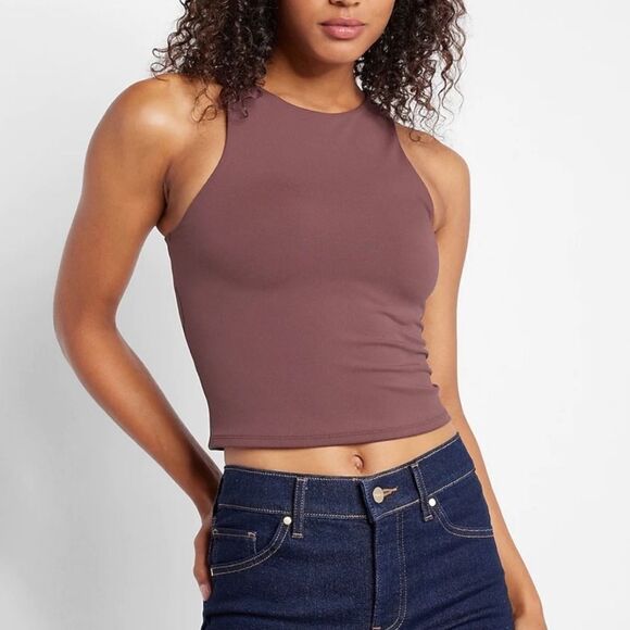 NWT Express Body Contour High Compression High Neck Cropped Tank- Size XS - Picture 1 of 9